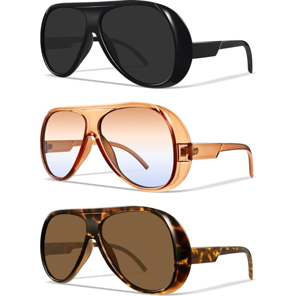 Women's Oversized Square Aviator Sunglasses Retro 70s UV400 Driving Sun Glasses